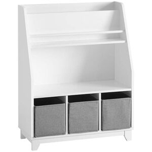 SoBuy Étagère de rangement à livres et jouets enfants effet bois blanc Blanc 63x80x28cm