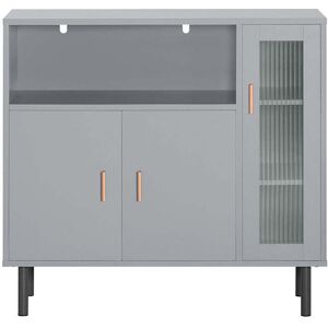 SoBuy Buffet de rangement 1 compartiment 3 portes effet bois gris