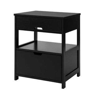 SoBuy Table de chevet avec 2 tiroirs effet bois noir