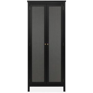 Calicosy Armoire 2 portes noir et effet bois et métal - L80 x H187 cm