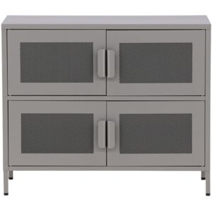 Meubles & Design Buffet bas style industriel en metal 4 portes gris