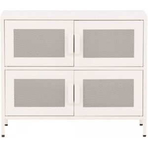 Meubles & Design Buffet bas style industriel en metal 4 portes blanc