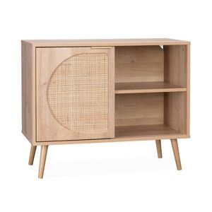 sweeek Buffet de rangement cannage arrondi porte réversible Beige 80x65x39cm