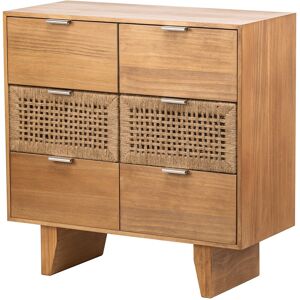 Nordlys Commode 6 tiroirs en bois et corde naturelle