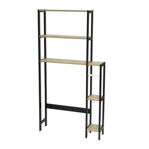 Toilinux Etagere contour de wc 5 niveaux en mdf et metal beige