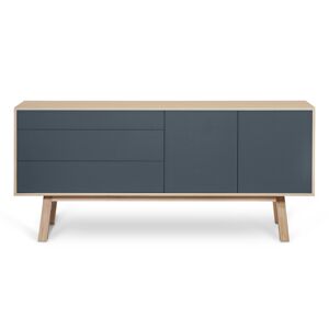 MON PETIT MEUBLE FRANCAIS Buffet en frêne 2 portes+3 tiroirs 180 cm, hauteur 94 cm Bleu 180x94x46cm