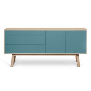 MON PETIT MEUBLE FRANCAIS Buffet en frêne 2 portes+3 tiroirs 180 cm, hauteur 94 cm Bleu 180x94x46cm