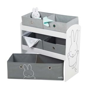 roba Étagere enfant pour jouets en bois blanc + 5 bacs en tissu gris