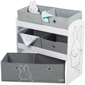 roba Étagère enfant pour jouets en bois blanc + 5 bacs en tissu gris - Publicité