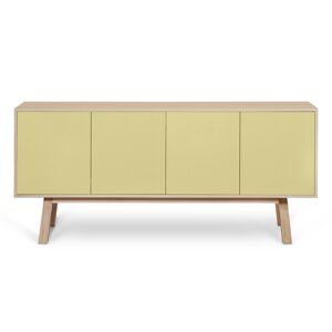 MON PETIT MEUBLE FRANCAIS Buffet 4 portes en frêne 220 cm, hauteur 94 cm Jaune 220x94x46cm