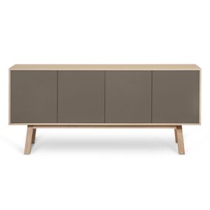 MON PETIT MEUBLE FRANCAIS Buffet 4 portes en frêne 220 cm, hauteur 94 cm Gris 220x94x46cm