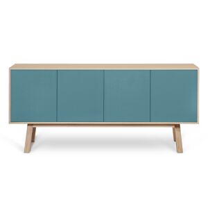 MON PETIT MEUBLE FRANCAIS Buffet 4 portes en frêne 220 cm, hauteur 94 cm Bleu 220x94x46cm