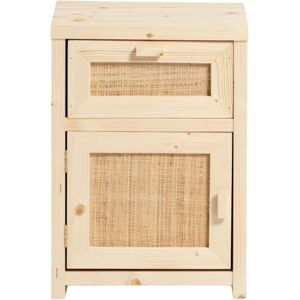 Hannun Table de nuit en bois a partir de tir et raffia couleur beige