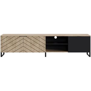 Bobochic Meuble TV style contemporain 200 cm noir / bois