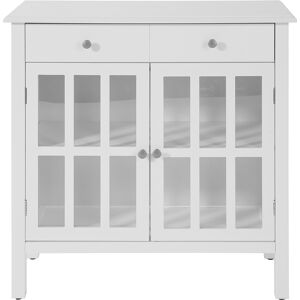 SoBuy Meuble de rangement 2 portes effet bois blanc Blanc 80x80x34cm