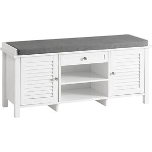 SoBuy Banc de rangement à chaussure effet bois blanc Blanc 110x50x35cm