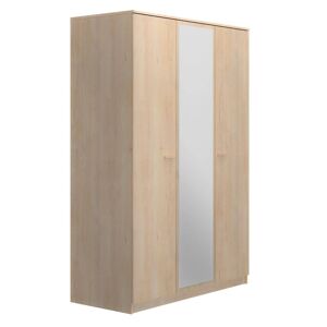 CAMIF Armoire 3 portes 1 miroir effet bois bois Marron 60x200x136cm