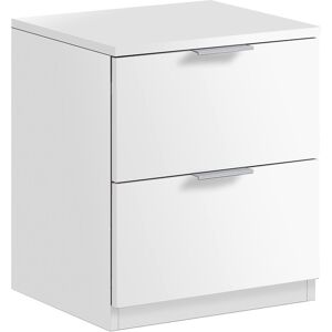 Dmora Table de chevet 2 tiroirs effet bois blanc