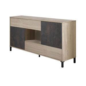 Dmora Buffet 2 portes effet chêne et bois d'oxyde Marron 151x80x41cm