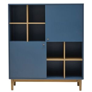 Meubles & Design Buffet haut en bois 2 portes et niches bleu