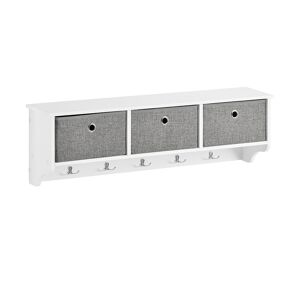 SoBuy Porte manteau mural etagere 3 tiroirs effet bois blanc