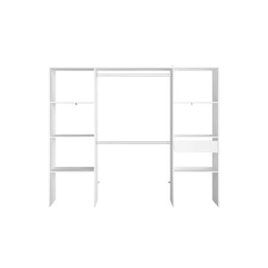 Concept Usine Dressing blanc 6 etageres, 1 tiroir, 2 penderies 220 x 40 x 180 cm