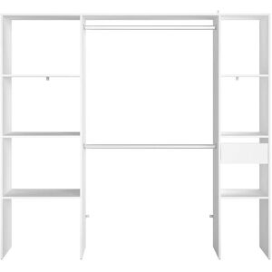 Concept Usine Dressing blanc 6 etageres, 1 tiroir, 2 penderies 198 x 40 x 180 cm