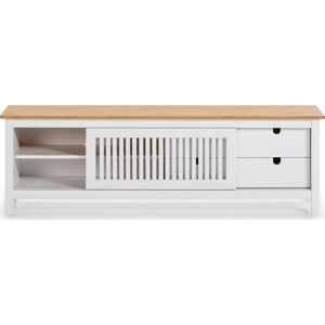 Homifab Meuble TV 1 porte coulissante 2 tiroirs en pin massif 158 cm - Publicité