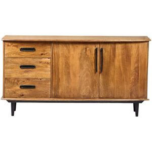 Moloo GEDEON-Buffet vintage 2 portes 3 tiroirs en bois de Manguier massif Marron 45x80x152cm