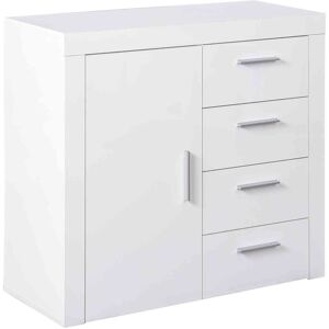 Terre de Nuit Commode 1 porte 4 tiroirs en bois blanc