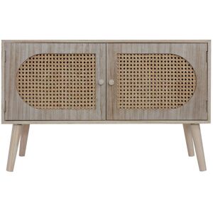 Mobili Rebecca Buffet bas de style boho avec 2 portes en bois marron