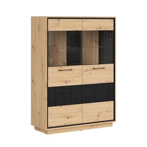 Petits meubles Vaisselier 2 portes stratifies naturel et noir Multicolore 109x150x42cm