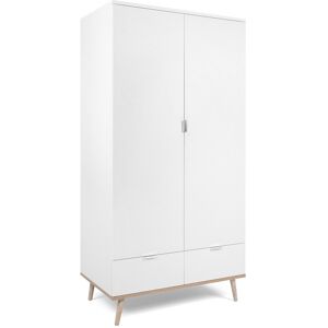 Calicosy Armoire 2 portes 2 tiroirs + barre penderie H180 x L90 cm