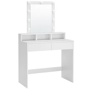 VASAGLE Coiffeuse 2 tiroirs 40 x 80 x 145 cm effet bois blanc