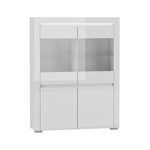 Petits meubles Vaisselier 4 portes LED inclus stratifies blanc Blanc 106x139x39cm
