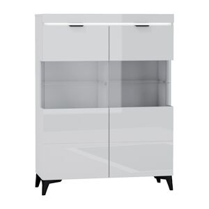 Petits meubles Vaisselier 2 portes LED inclus stratifies blanc Blanc 105x140x40cm