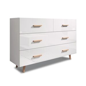 Petits meubles Commode 4 tiroirs panneaux mdf - stratifies blanc