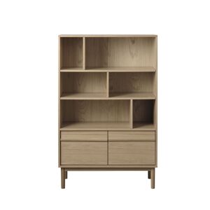 Drawer Bibliotheque 6 niches, 2 portes en bois H140cm bois clair