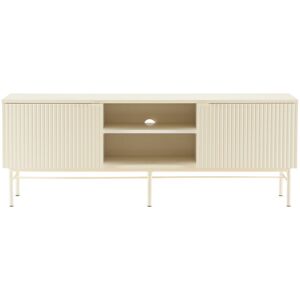 Drawer Meuble tv 2 portes, 2 niches en bois et metal L150cm creme