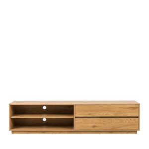 Drawer Meuble tv 2 tiroirs, 2 niches en bois L180cm bois clair