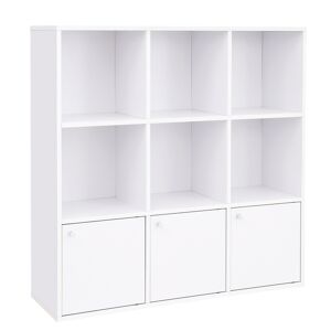 VASAGLE Bibliotheque 3 placards avec portes en bas effet bois blanc