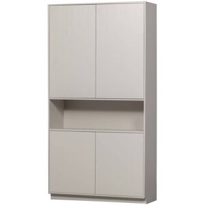 Armoire 4 portes en pin gris métallisé Blanc 40x210x110cm