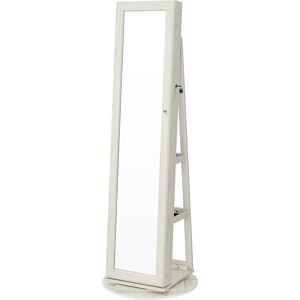 SONGMICS Armoire a bijoux pivotant a 360° effet bois blanc boise grisatre