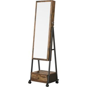 SONGMICS Miroir sur pied avec rangement effet bois marron rustique et noir Marron 42x153x37cm