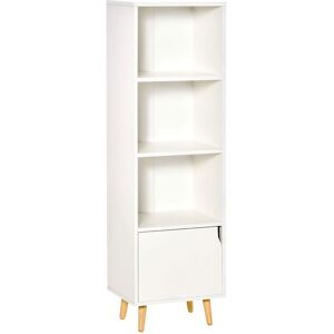 Homcom Rangement colonne scandinave 3 niches porte pieds bois panneaux blanc