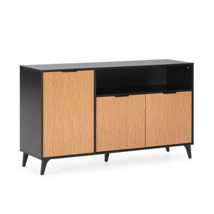 HOMN Buffet 3 portes 1 trou, couleur Noir/Bois