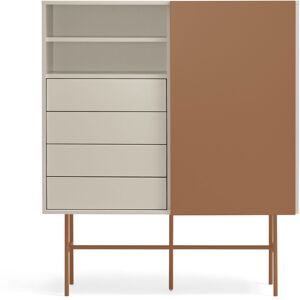 TEULAT Buffet haut avec porte coulissante en bois H140 cm marron argile