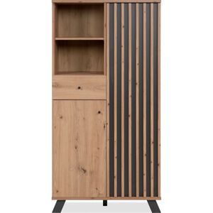 Homifab Buffet haut 2 portes 1 tiroir effet chêne et anthracite 120 cm - Publicité