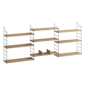 Calicosy Etagere murale suspendue 9 tablettes decor chene - L216 cm