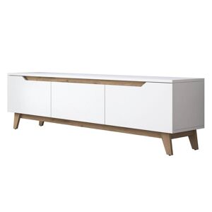 Menzzo Meuble tv contemporain 180cm 3 portes bois blanc